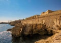 Defensive walls and other fortifications surround the capital city of Valletta, Malta, EU Royalty Free Stock Photo