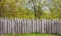 Defensive wooden palisade stockade