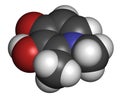Deferiprone thalassaemia major drug molecule. Iron chelating agent. Atoms are represented as spheres with conventional color Royalty Free Stock Photo