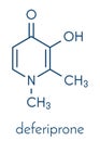 Deferiprone thalassaemia major drug molecule. Iron chelating agent. Skeletal formula. Royalty Free Stock Photo