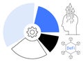 DeFi Concept with Pie Chart, Blockchain Network, and Human Intelligence Symbol Royalty Free Stock Photo