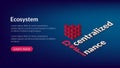 Defi decentralized finance, colored isometric text on blue. Royalty Free Stock Photo