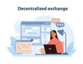 DeFi, decentralized finance. Cryptocurrency decentralized exchange.