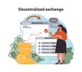 DeFi, decentralized finance. Cryptocurrency decentralized exchange.