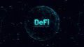 DeFi decentralized finance Cryptocurrency market concept on a digital globe