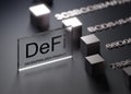DeFi decentralized Finance text on glass blockchain technology