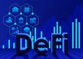 DeFi - decentralized finance, text silhouette