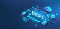 DeFi isometric 3D banner. Decentralized Finance, cryptocurrency Royalty Free Stock Photo