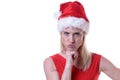 Defiant irate woman in a festive red Santa Hat Royalty Free Stock Photo