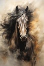 Defiant Princess: A Fiery Portrait of a Horse\'s Long Black Mane Royalty Free Stock Photo