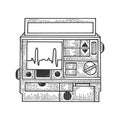 Defibrillator heart cardiac device sketch vector