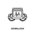 Defibrillator machine flat line icon. Medical equipment for clinics and hospitals.