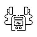 Defibrillator machine outline icon vector illustration