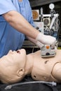 Defibrillator practice on a CPR