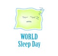 Deficiency of sleep. Insomnia. World Sleep Day. Sleeping pillow. Infographics. Vector illustration on isolated background