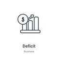 Deficit outline vector icon. Thin line black deficit icon, flat vector simple element illustration from editable business concept