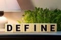 DEFINE word made with building blocks, concept