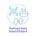 Defined data input and output blue gradient concept icon
