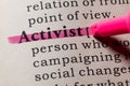 Definition of activist Royalty Free Stock Photo