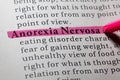 Definition of anorexia nervosa Royalty Free Stock Photo