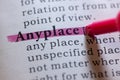 Definition of anyplace Royalty Free Stock Photo