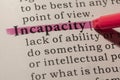 Definition of Incapacity Royalty Free Stock Photo