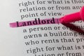 Definition of landlord Royalty Free Stock Photo