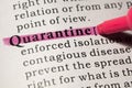 Definition of quarantine Royalty Free Stock Photo