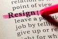 Definition of resign Royalty Free Stock Photo