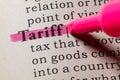 Definition of tariff Royalty Free Stock Photo