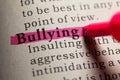 Definition of the word bullying Royalty Free Stock Photo