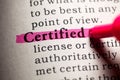 Definition of the word certified Royalty Free Stock Photo