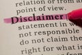 Definition of word disclaimer Royalty Free Stock Photo