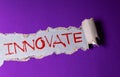 Definition of the word Innovation. Innovation highlighted with green marker Royalty Free Stock Photo