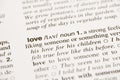 Definition word love in dictionary Royalty Free Stock Photo