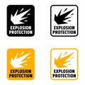 Deflagration or `explosion protection` equipment, system and engineering information sign Royalty Free Stock Photo