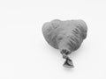 Deflate heart shape balloon in black and white isolated on white background Royalty Free Stock Photo