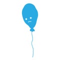 Deflated balloon with sad face in trendy blue shades. Happy Blue Monday greetings design concept