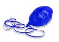 Deflated blue ballon and ribbon Royalty Free Stock Photo