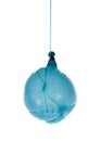 Deflated blue balloon at a rope Royalty Free Stock Photo