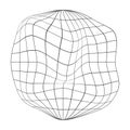 Deflated globe icon. Distorted wireframe of Earth planet. Climate changing concept. Global ecological catastrophe idea