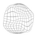Deflated globe icon. Earth planet distorted wireframe isolated on white background. Climate changing concept. Global