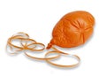 Deflated orange ballon and ribbon Royalty Free Stock Photo
