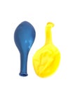 Deflated rubber yellow end blue balloons Royalty Free Stock Photo