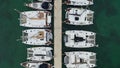 Deflated Yachts Docked At Sea Marina Top Point Of View