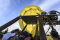 Deflating the balloon after a smooth landing operation Royalty Free Stock Photo