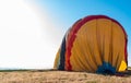 Deflating hot air balloon after flight