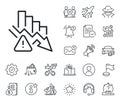 Deflation line icon. Economic crisis sign. Salaryman, gender equality and alert bell. Vector