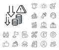 Deflation line icon. Economic crisis sign. Salaryman, gender equality and alert bell. Vector Royalty Free Stock Photo