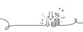 Deflation line icon. Money tax rate sign. Continuous line with curl. Vector
